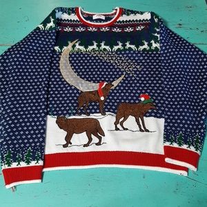 Ugly tacky wolf Christmas Holiday sweater